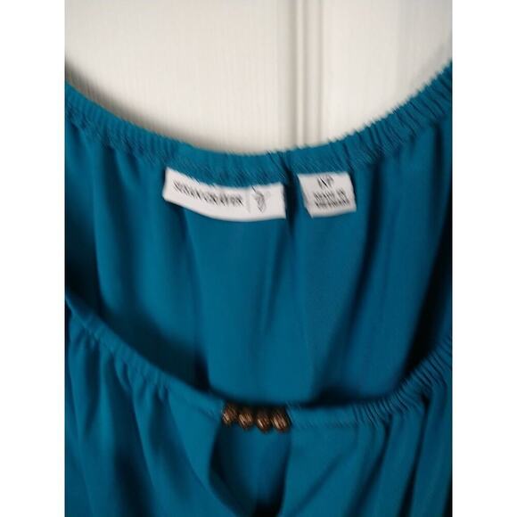 Susan Graver Aqua Shift Shorts Lined beaded VNeck Dress. Size 1XP - Picture 5 of 13